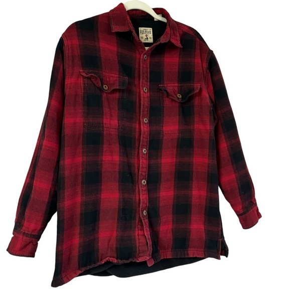 Redhead Shirt Jacket Shacket Men’s M Fleece Lined Red Buffalo Print Flannel Coat - Picture 3 of 15